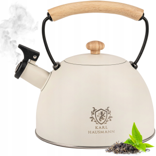Čajník - Tradičná oceľová kanvica Karl Hausmann 2,5 l, krémová, odtiene hnedej a béžovej